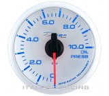Merač tlaku oleja 0-10 bar - elektrický (52 mm) Super White&Blue